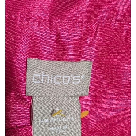 Chico’s Bracelet Sleeve Hot Pink Topper Jacket Tunic Smock Jacket sz 12 14 113 - Picture 11 of 13